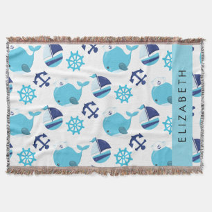 Pattern Of Whales, Blue Whales, Your Name Throw Blanket