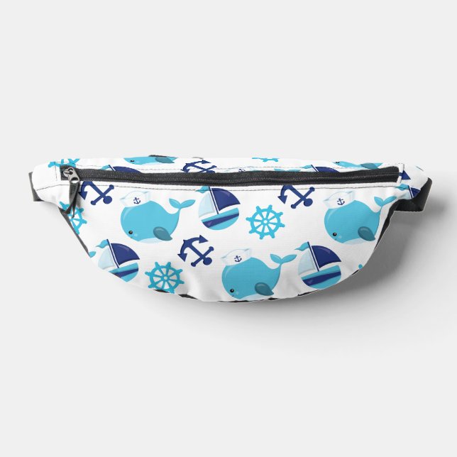 Pattern Of Whales, Cute Whales, Blue Whales Bum Bags (Lay Down)