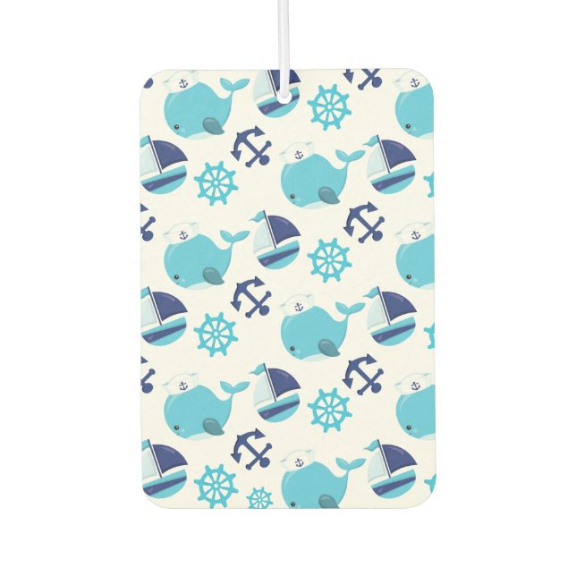 Pattern Of Whales, Cute Whales, Blue Whales Car Air Freshener (Front)