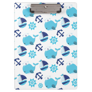 Pattern Of Whales, Cute Whales, Blue Whales Clipboard