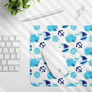 Pattern Of Whales, Cute Whales, Blue Whales Mouse Mat