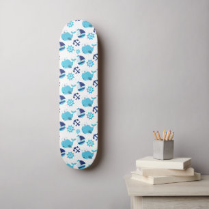 Pattern Of Whales, Cute Whales, Blue Whales Skateboard