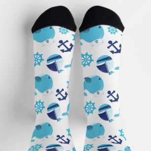 Pattern Of Whales, Cute Whales, Blue Whales Socks