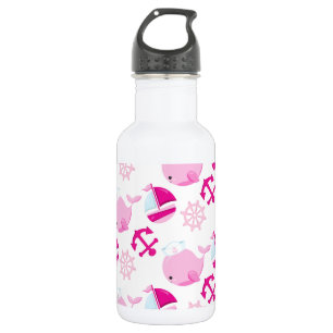 Pattern Of Whales, Cute Whales, Pink Whales 532 Ml Water Bottle