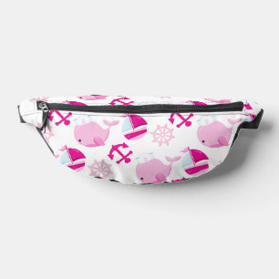 Pattern Of Whales, Cute Whales, Pink Whales Bum Bags