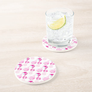 Pattern Of Whales, Cute Whales, Pink Whales Coaster