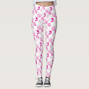 Pattern Of Whales, Cute Whales, Pink Whales Leggings