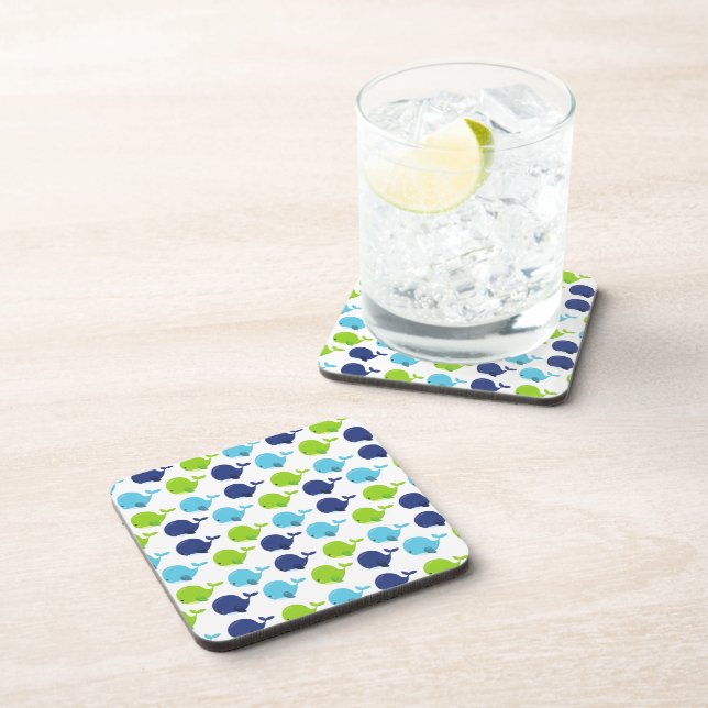 Pattern Of Whales, Cute Whales, Sea Animals Coaster (Right Side)