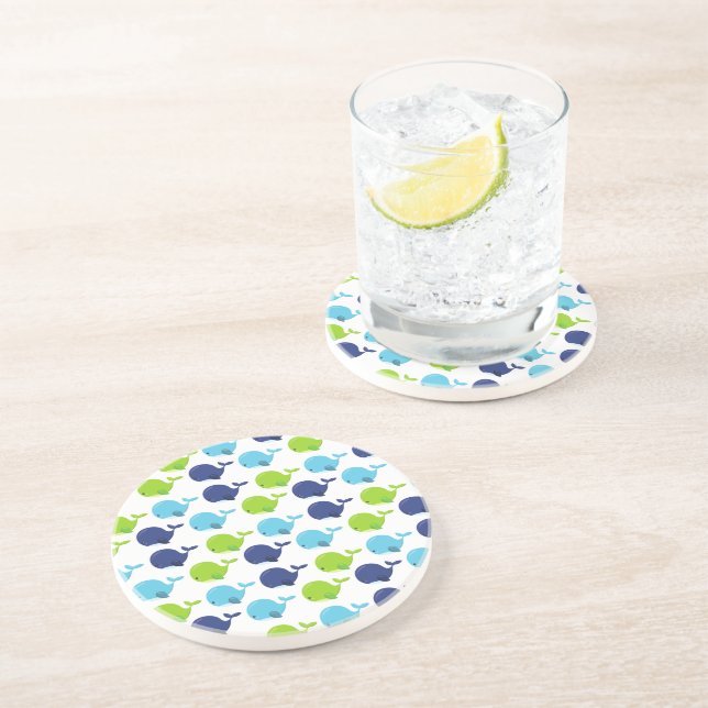 Pattern Of Whales, Cute Whales, Sea Animals Coaster (Side)