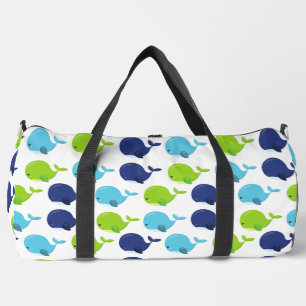 Pattern Of Whales, Cute Whales, Sea Animals Duffle Bag