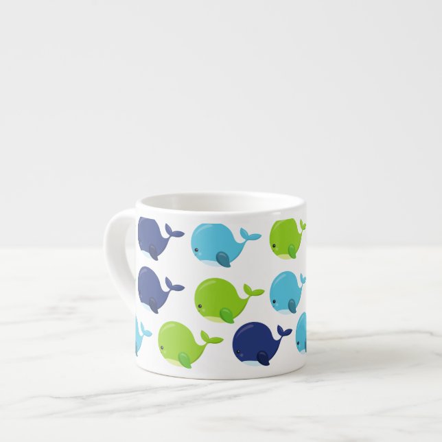 Pattern Of Whales, Cute Whales, Sea Animals Espresso Cup (Front Left)