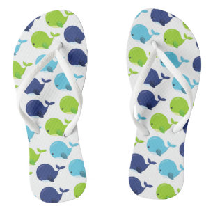Pattern Of Whales, Cute Whales, Sea Animals Flip Flops