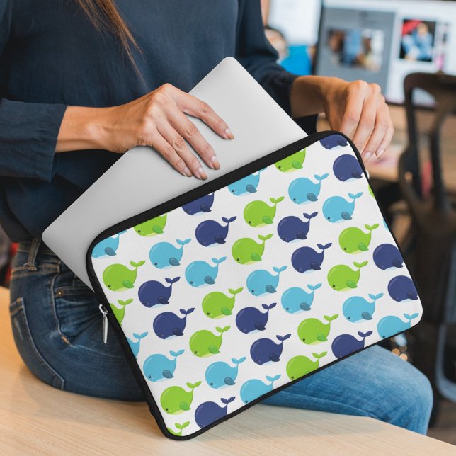 Pattern Of Whales, Cute Whales, Sea Animals Laptop Sleeve (Creator Uploaded)