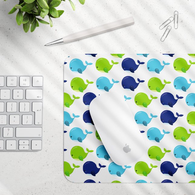 Pattern Of Whales, Cute Whales, Sea Animals Mouse Mat (Creator Uploaded)