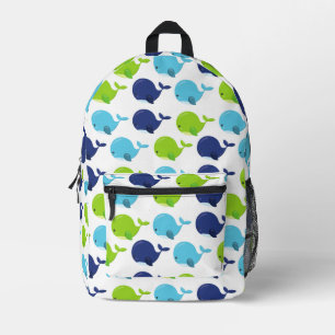 Pattern Of Whales, Cute Whales, Sea Animals Printed Backpack
