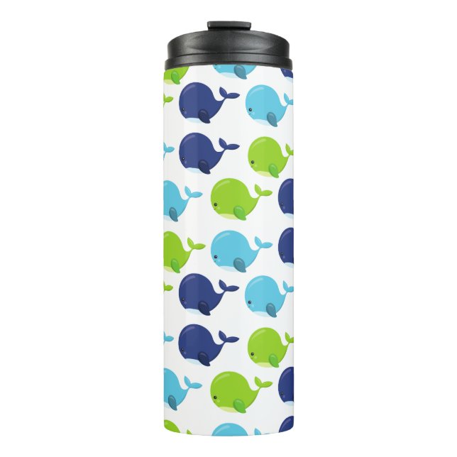 Pattern Of Whales, Cute Whales, Sea Animals Thermal Tumbler (Front)