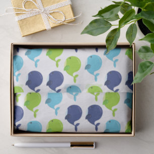 Pattern Of Whales, Cute Whales, Sea Animals Tissue Paper