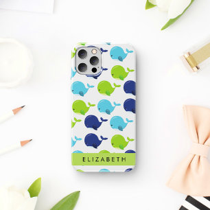 Pattern Of Whales, Cute Whales, Your Name iPhone 16 Case