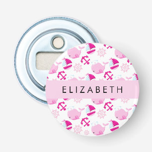 Pattern Of Whales, Pink Whales, Your Name Bottle Opener