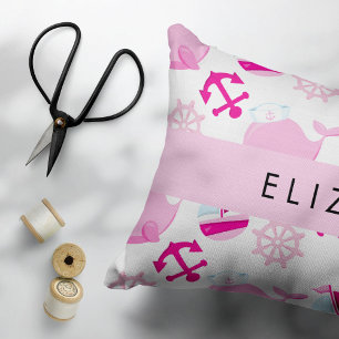 Pattern Of Whales, Pink Whales, Your Name Pillowcase