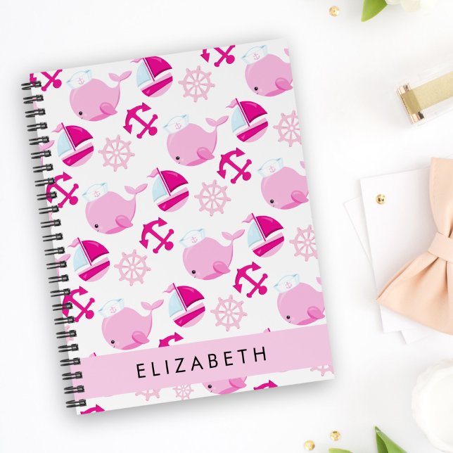 Pattern Of Whales, Pink Whales, Your Name Planner (Creator Uploaded)