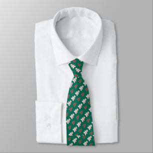 Pattern of white and brown gingerbread men tie