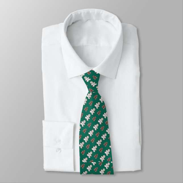 Pattern of white and brown gingerbread men  tie (Tied)