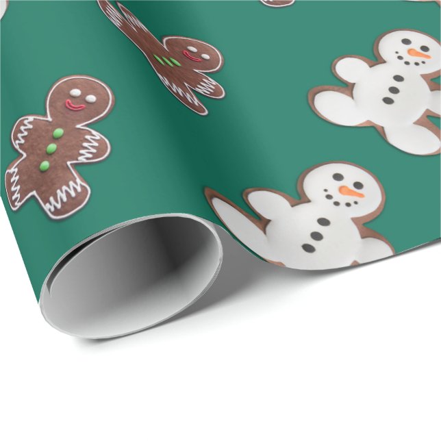 Pattern of white and brown gingerbread men  wrapping paper (Roll Corner)