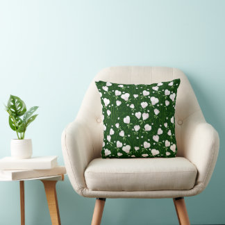 Pattern of white heart-shaped flowers cushion
