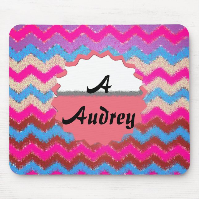 Pattern Office Party Peace Chevrons Monogrammed Mouse Mat (Front)
