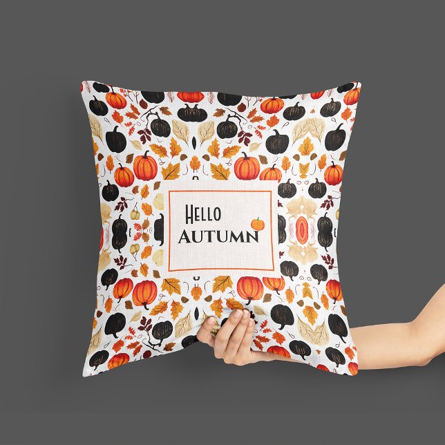 Pattern orange autumn pumpkin Throw Pillow (Creator Uploaded)