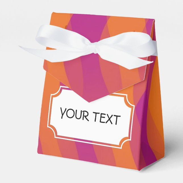 Pattern - orange violet + your text favour box (Front Side)