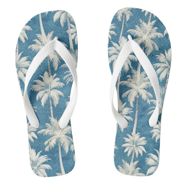 Pattern Palms Beach Flip Flops (Footbed)