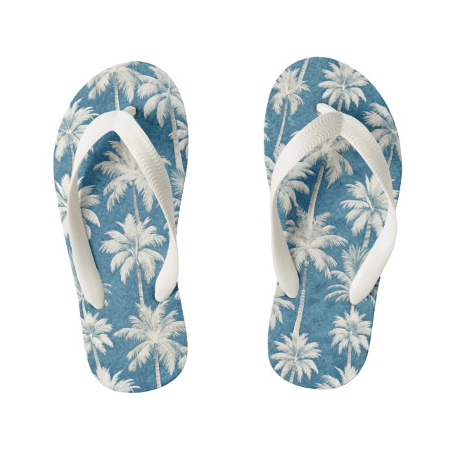 Pattern Palms Beach Kid's Flip Flops (Footbed)