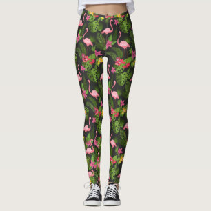 Pattern Peacock Pink with Flower   Leggings