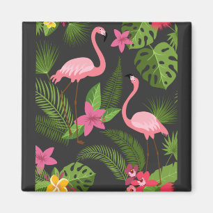Pattern Peacock Pink with Flower  Magnet