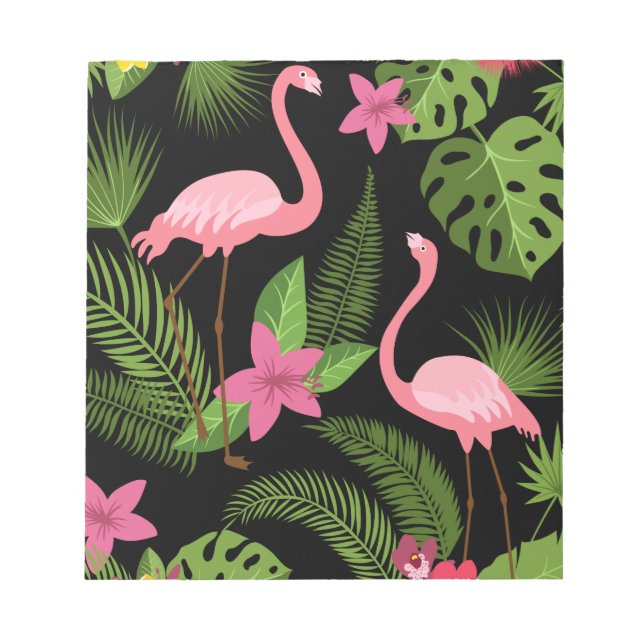 Pattern Peacock Pink with Flower  Postcard  Notepad (Front)