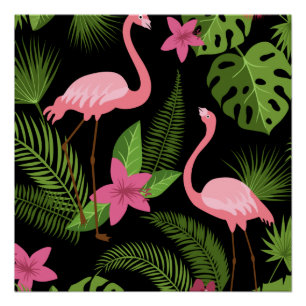 Pattern Peacock Pink with Flower    Poster