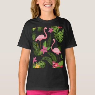 Pattern Peacock Pink with Flower T-Shirt