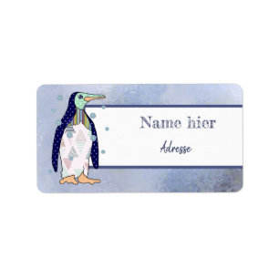 pattern penguin address sticker