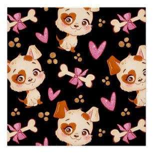 Pattern Pets Cute Funny Puppy Lover Poster