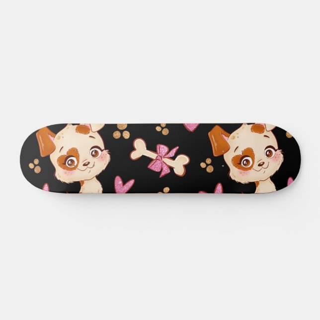 Pattern Pets Cute Funny Puppy Lover   Skateboard (Horz)