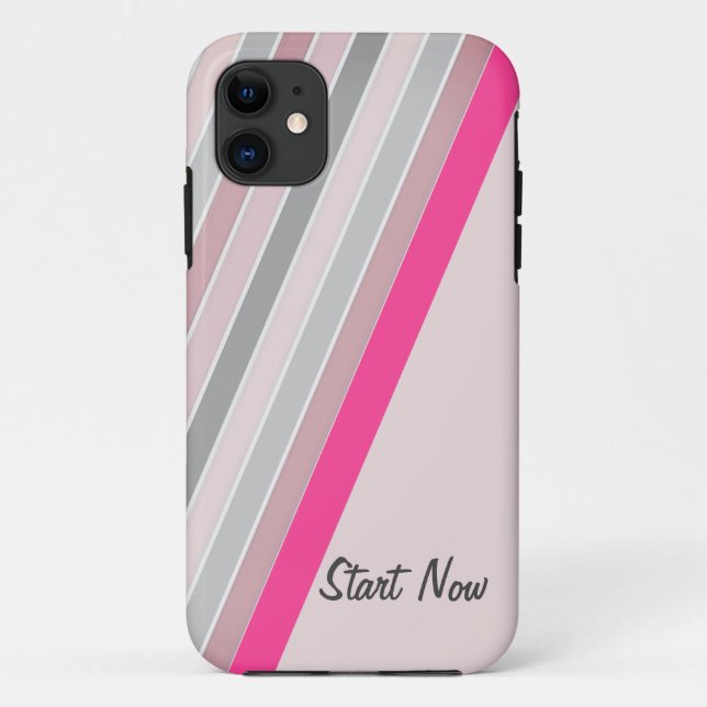 Pattern pink- grey stripes iPhone Cases (Back)