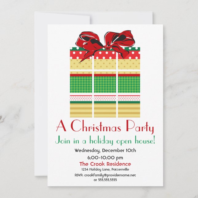 Pattern Present Holiday Invitation (Front)