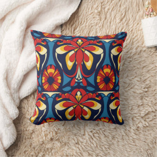 pattern red blue rose catholic cushion
