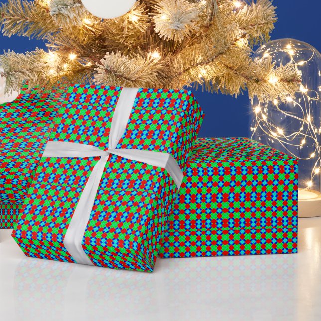 ~ Pattern Red Green Blue Shades ~  Wrapping Paper (Holidays)