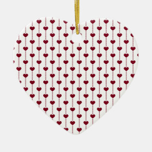 Pattern/Red Hearts Ceramic Tree Decoration