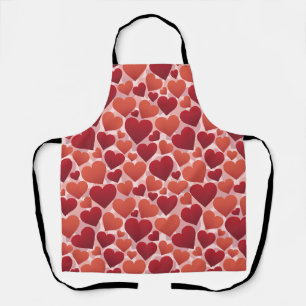 Pattern red Hearts Love Romance Valentine's Day Apron