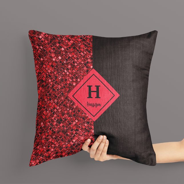 Pattern Red Shiny Throw Pillow (Creator Uploaded)