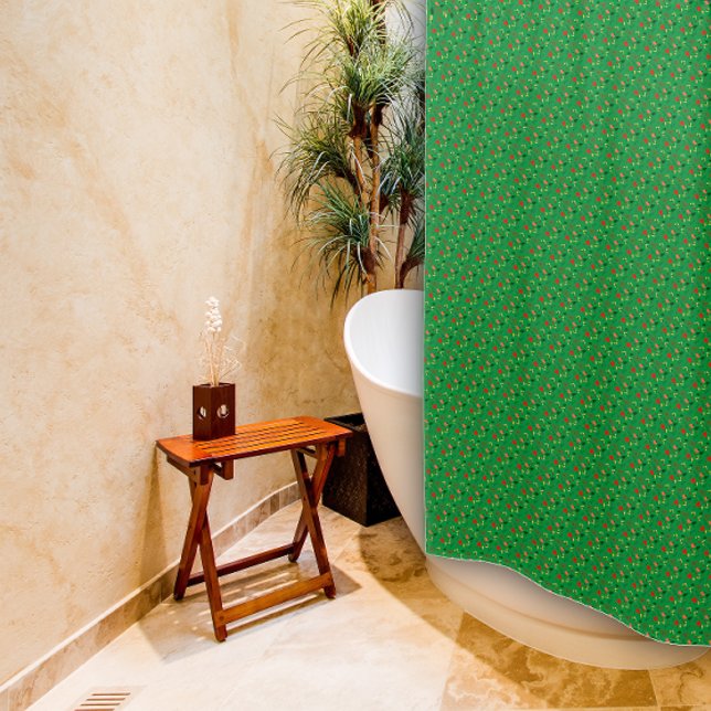 Pattern red  wildflower green Shower Curtain (Creator Uploaded)